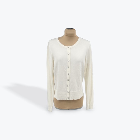 White House Black Market Sweaters - White House Black Market Cream Button Down Cardigan Sweater‎ - Women's